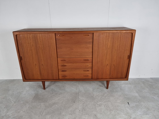 Image 1 of HP Hansen Made in Denmark Highboard aus Teakholz, 1960er Jahre