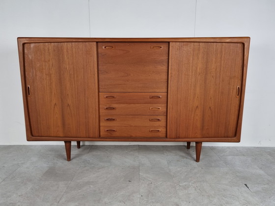 Image 1 of HP Hansen Made in Denmark Highboard aus Teakholz, 1960er Jahre