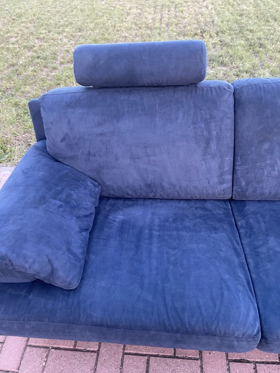 Image 1 of Natuzzi Ecksofa aus blauem Stoff