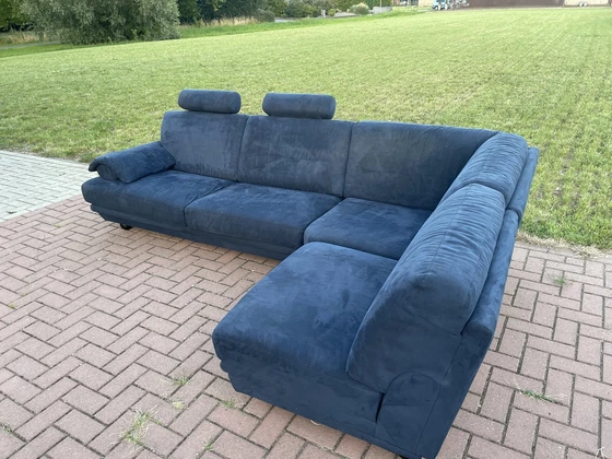 Image 1 of Natuzzi Ecksofa aus blauem Stoff