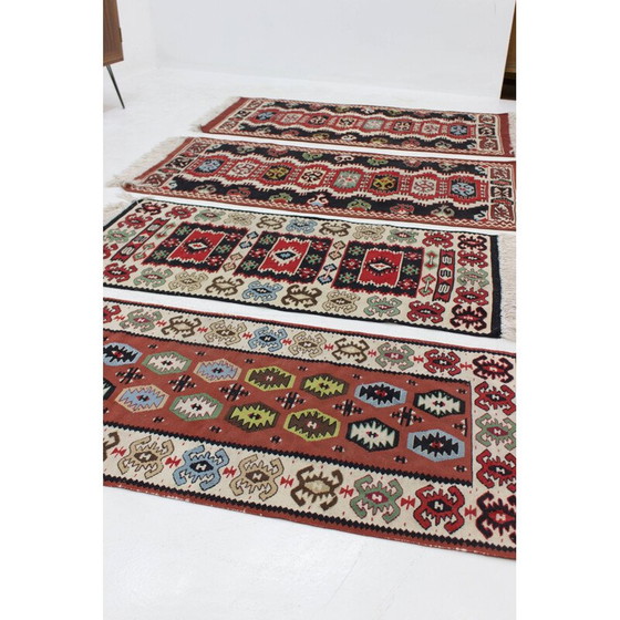 Image 1 of Satz von 4 alten Kilim-Wollteppichen, Tschechoslowakei 1960