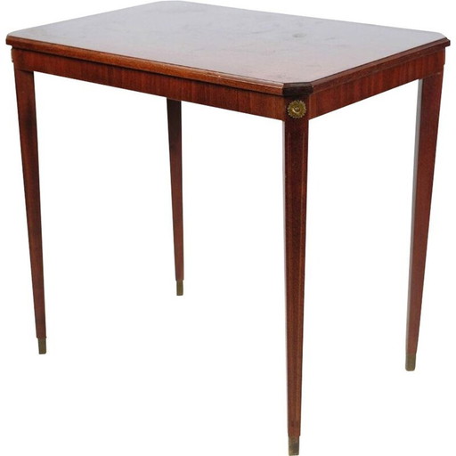 Vintage Beistelltisch mit Bronze und hellen Mahagoni-Ornamenten, 1920