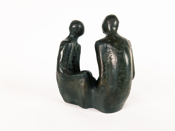 Image 1 of Niederländisches Design – Rijkel Dijkstra – Bronze – „2 Personen in einem guten Gespräch“ – 80er Jahre