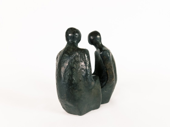 Image 1 of Niederländisches Design – Rijkel Dijkstra – Bronze – „2 Personen in einem guten Gespräch“ – 80er Jahre