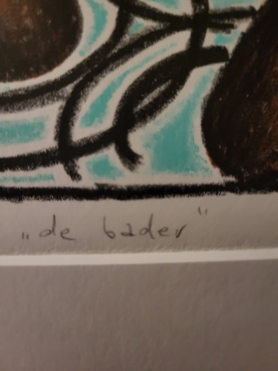 Image 1 of Grafische Arbeit oder Lithographie, „De Bader“, Künstler Thé van Bergen, Niederlande, 2010