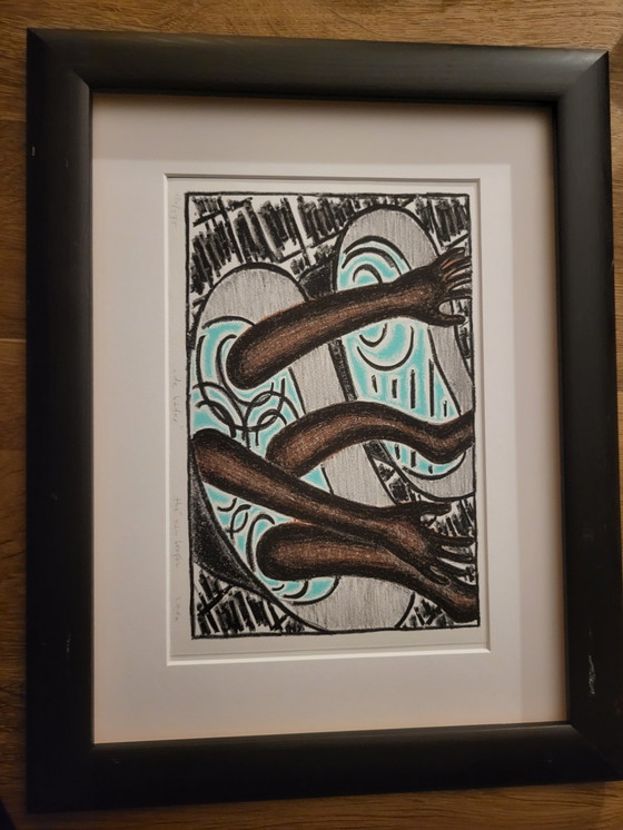 Image 1 of Grafische Arbeit oder Lithographie, „De Bader“, Künstler Thé van Bergen, Niederlande, 2010