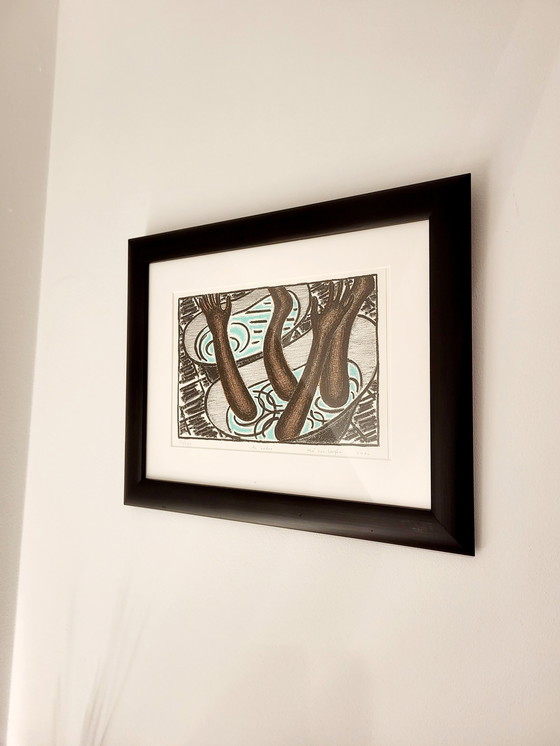 Image 1 of Grafische Arbeit oder Lithographie, „De Bader“, Künstler Thé van Bergen, Niederlande, 2010