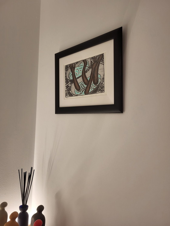 Image 1 of Grafische Arbeit oder Lithographie, „De Bader“, Künstler Thé van Bergen, Niederlande, 2010