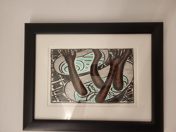 Image 1 of Grafische Arbeit oder Lithographie, „De Bader“, Künstler Thé van Bergen, Niederlande, 2010