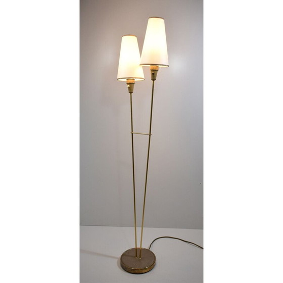 Image 1 of 2-Licht-Stehleuchte aus Messing von Leuchtenbau Lengefeld Wittig und Schwabe, 1950