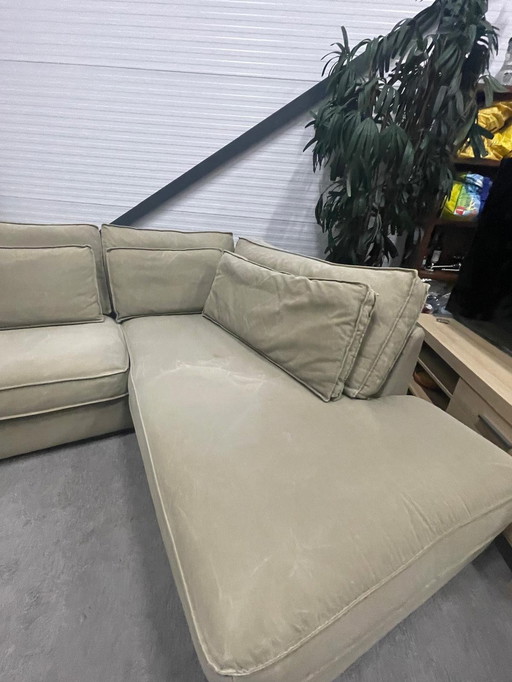 Schönes Beige/Taupe Stoff Ecksofa