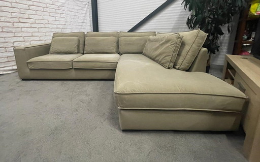 Schönes Beige/Taupe Stoff Ecksofa