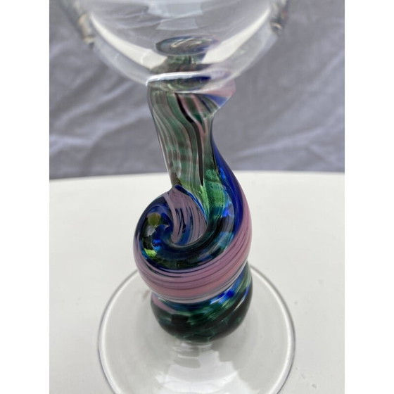 Image 1 of Blaues und rosafarbenes Vintage-Schliffset von Serge Mansau für Murano, 1992