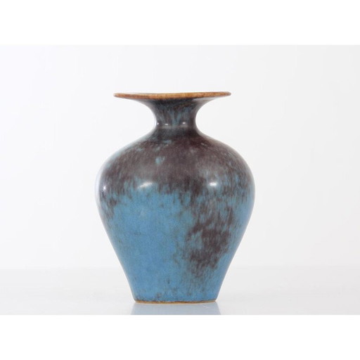 Kleine braune und blaue skandinavische AUH-Vase von Gunnar Nylund für Rorstrand - 1960er Jahre