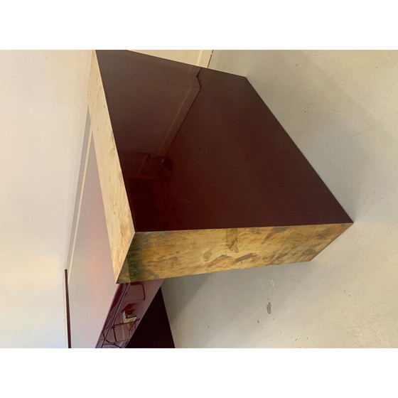 Image 1 of Vintage Schreibtisch aus lackiertem Holz und Messing von Jean Claude Mahey, 1970