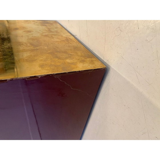 Image 1 of Vintage Schreibtisch aus lackiertem Holz und Messing von Jean Claude Mahey, 1970