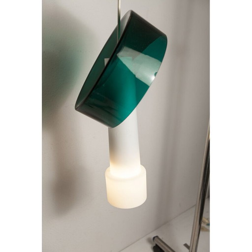 Vintage-Pendelleuchte aus weißem Opalglas und transparentem Glas in 2 Elementen, 1960er Jahre