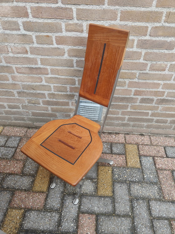 Image 1 of 2 Zwei Cappuccino Klappstühle und Klapptische Original Set