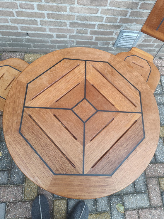 Image 1 of 2 Zwei Cappuccino Klappstühle und Klapptische Original Set