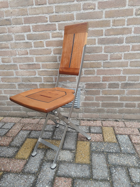 Image 1 of 2 Zwei Cappuccino Klappstühle und Klapptische Original Set