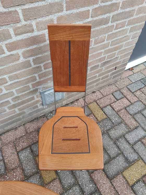 Image 1 of 2 Zwei Cappuccino Klappstühle und Klapptische Original Set