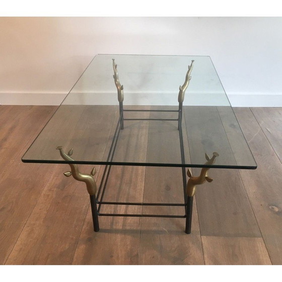 Image 1 of Couchtisch aus Schmiedeeisen und Glas, 1970