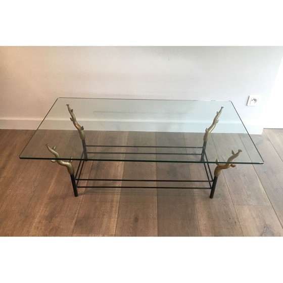 Image 1 of Couchtisch aus Schmiedeeisen und Glas, 1970