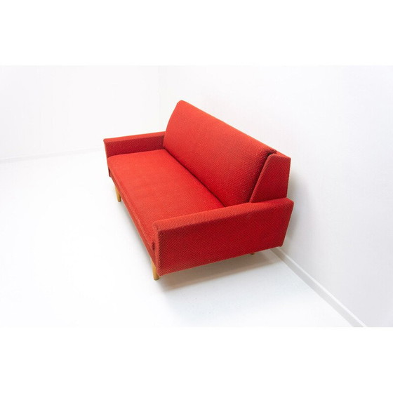 Image 1 of Vintage Klappsofa aus Holz und Stoff, Tschechoslowakei 1960