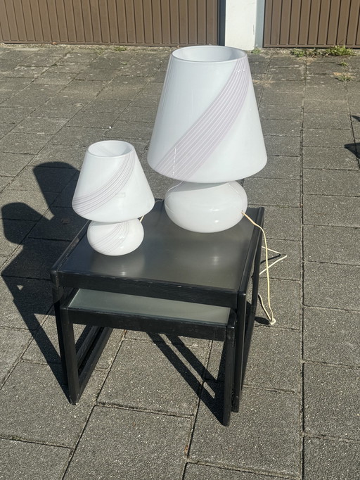 2x Vintage Mushroom Tischlampe