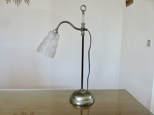 Juwelier Lampe, Jugendstil, Messing vernickelt, Frankreich, 20er Jahre 30