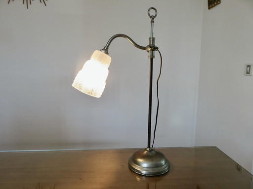 Juwelier Lampe, Jugendstil, Messing vernickelt, Frankreich, 20er Jahre 30