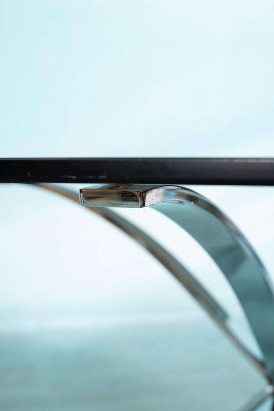 Image 1 of Space Age minimalistischer Couchtisch, Couchtisch aus Rauchglas