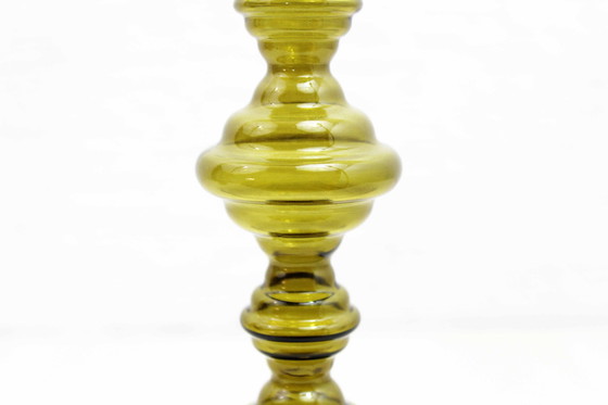 Image 1 of Vintage Kerzenhalter aus Bernstein Glas 1980