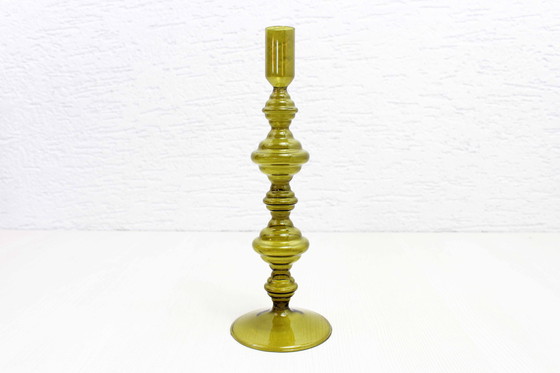 Image 1 of Vintage Kerzenhalter aus Bernstein Glas 1980