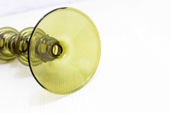 Image 1 of Vintage Kerzenhalter aus Bernstein Glas 1980