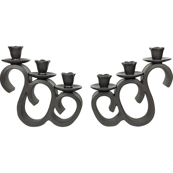 Image 1 of Paar Vintage-Keramik-Kerzenständer von Giraud-Vallauris, Frankreich 1950