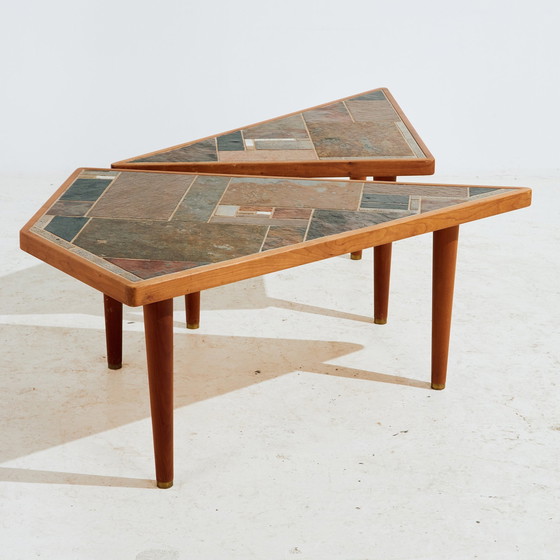 Image 1 of Mk10429 Teak und Keramik Couchtisch von Britt Sallingboe, 2er Set