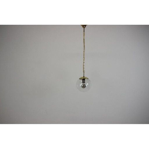 Hängeleuchte aus Messing und Glas von Kamenický Šenov, Tschechoslowakei 1970