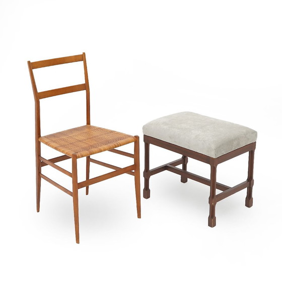 Image 1 of Hocker aus Holz und Samt von George Coslin für 3V, 1970er Jahre