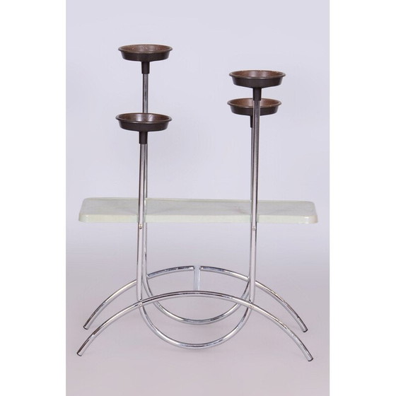Image 1 of Vintage Bauhaus Blumenständer aus verchromtem Stahl und Bakelit, Tschechien 1940er Jahre