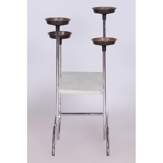 Image 1 of Vintage Bauhaus Blumenständer aus verchromtem Stahl und Bakelit, Tschechien 1940er Jahre