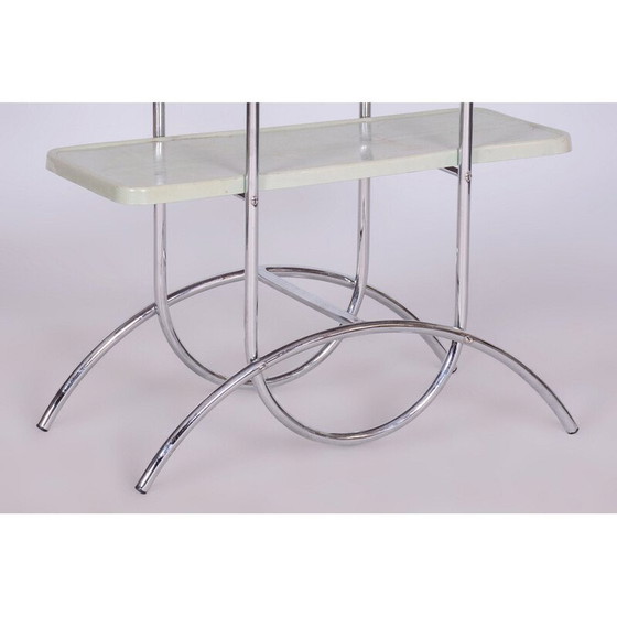 Image 1 of Vintage Bauhaus Blumenständer aus verchromtem Stahl und Bakelit, Tschechien 1940er Jahre