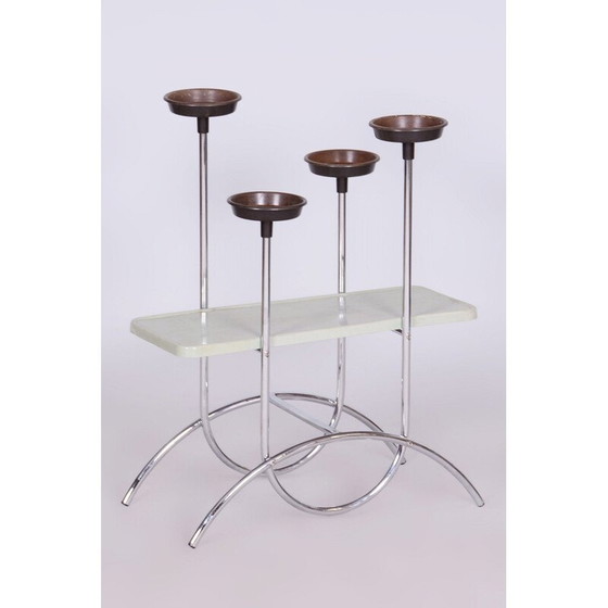 Image 1 of Vintage Bauhaus Blumenständer aus verchromtem Stahl und Bakelit, Tschechien 1940er Jahre