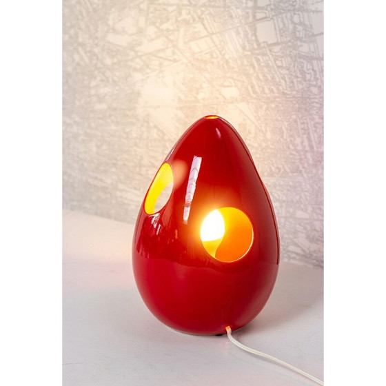 Image 1 of Rote Keramik-Tischlampe von Pino Spagnolo, Italien 1970