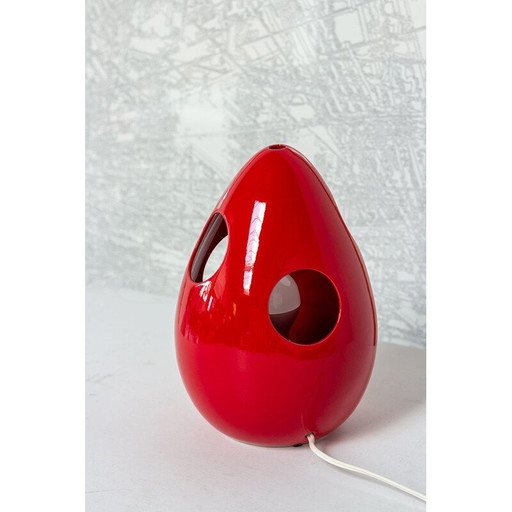 Rote Keramik-Tischlampe von Pino Spagnolo, Italien 1970