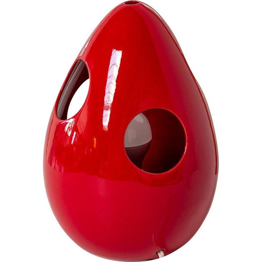 Rote Keramik-Tischlampe von Pino Spagnolo, Italien 1970