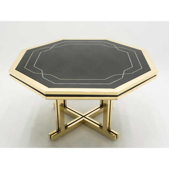 Image 1 of Großer Vintage-Tisch aus schwarz lackiertem Messing, Maison Jansen 1970