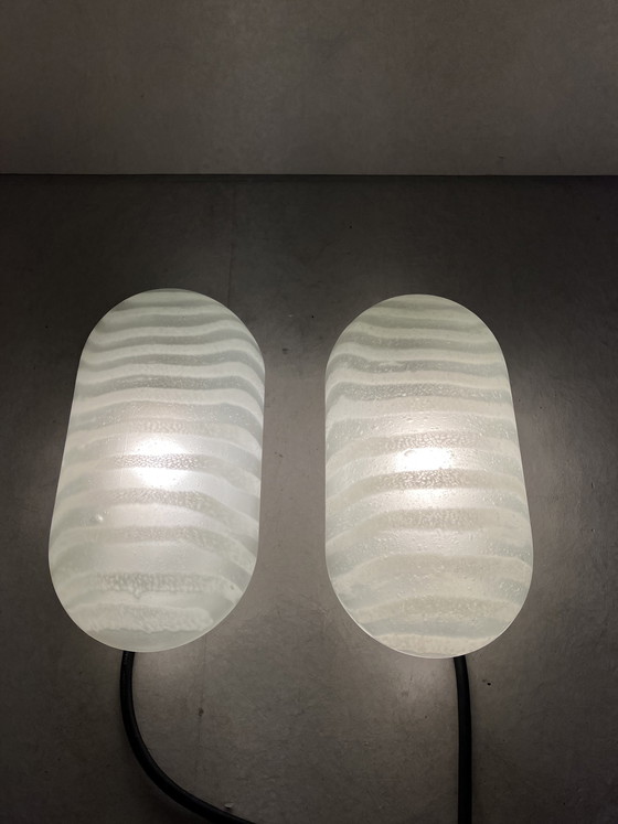 Image 1 of Peil & Putzler vintage "zebra" streifen wandlampen 2er set