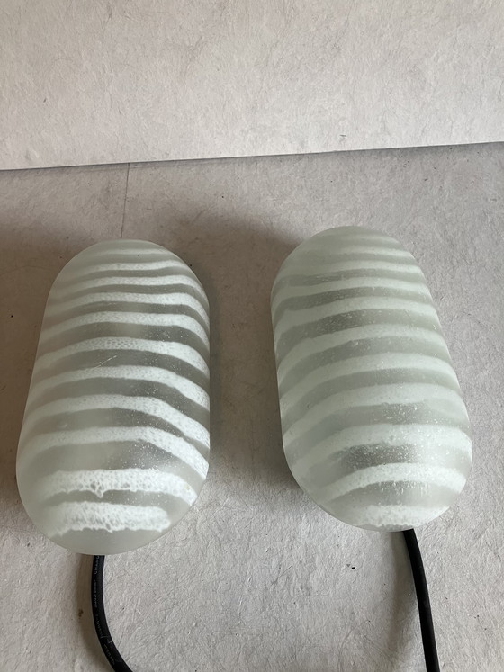 Image 1 of Peil & Putzler vintage "zebra" streifen wandlampen 2er set