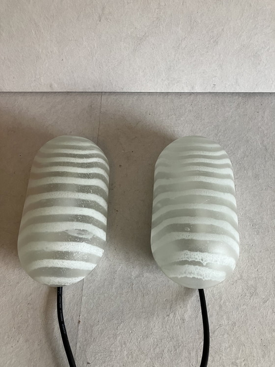 Image 1 of Peil & Putzler vintage "zebra" streifen wandlampen 2er set